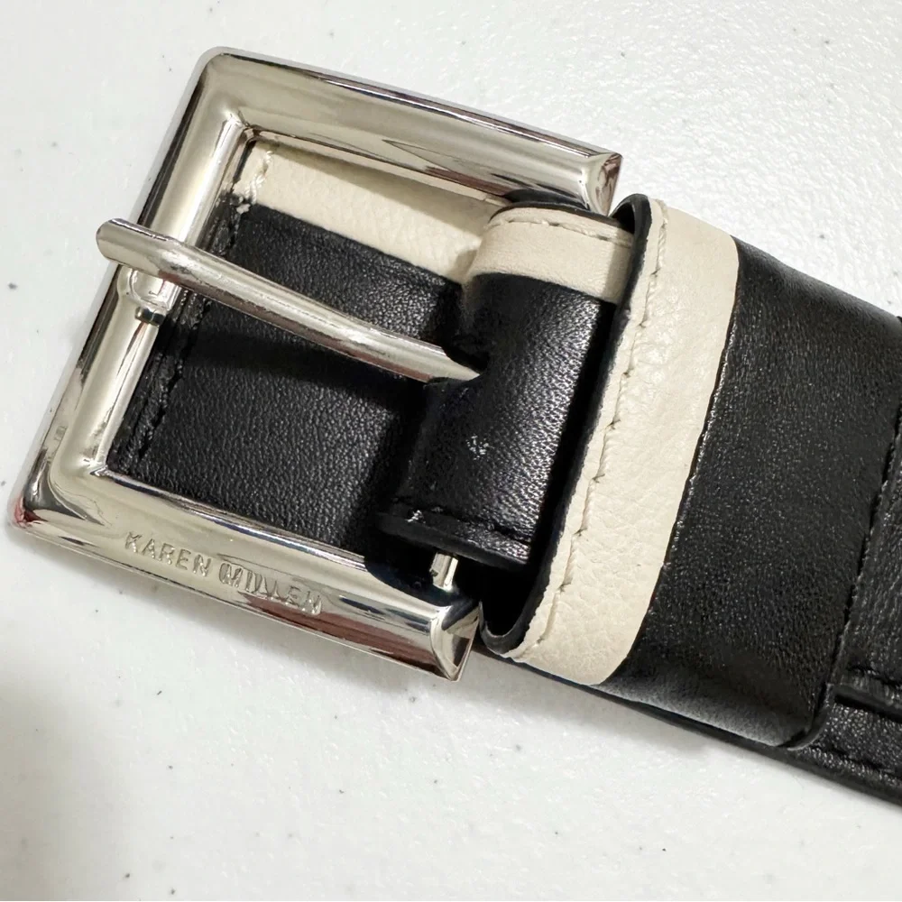 Karen Millen Wide Leather Black & White Belt Medium